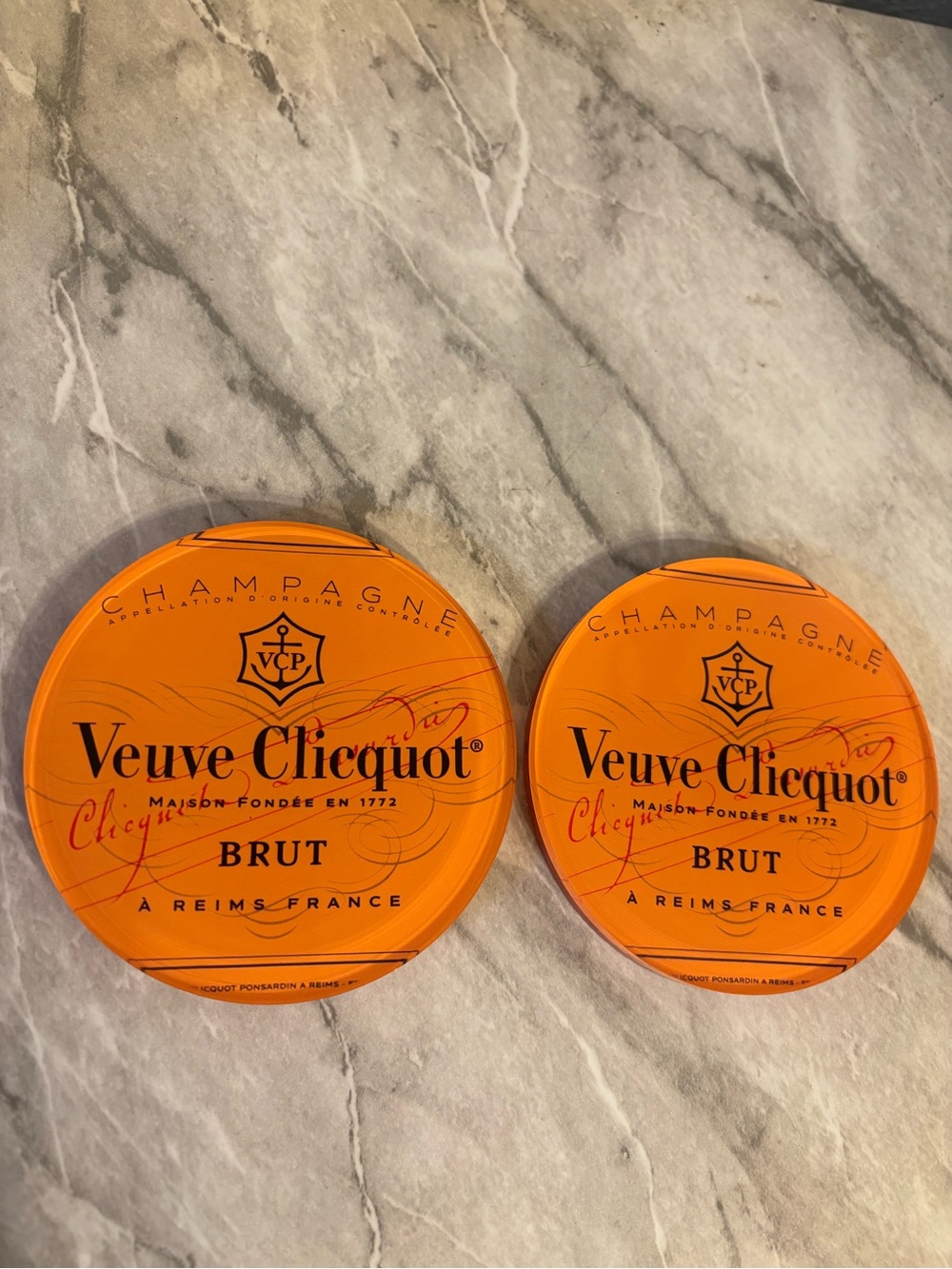 Veuve Clicquot Orange Champagne Coasters - Set of 2